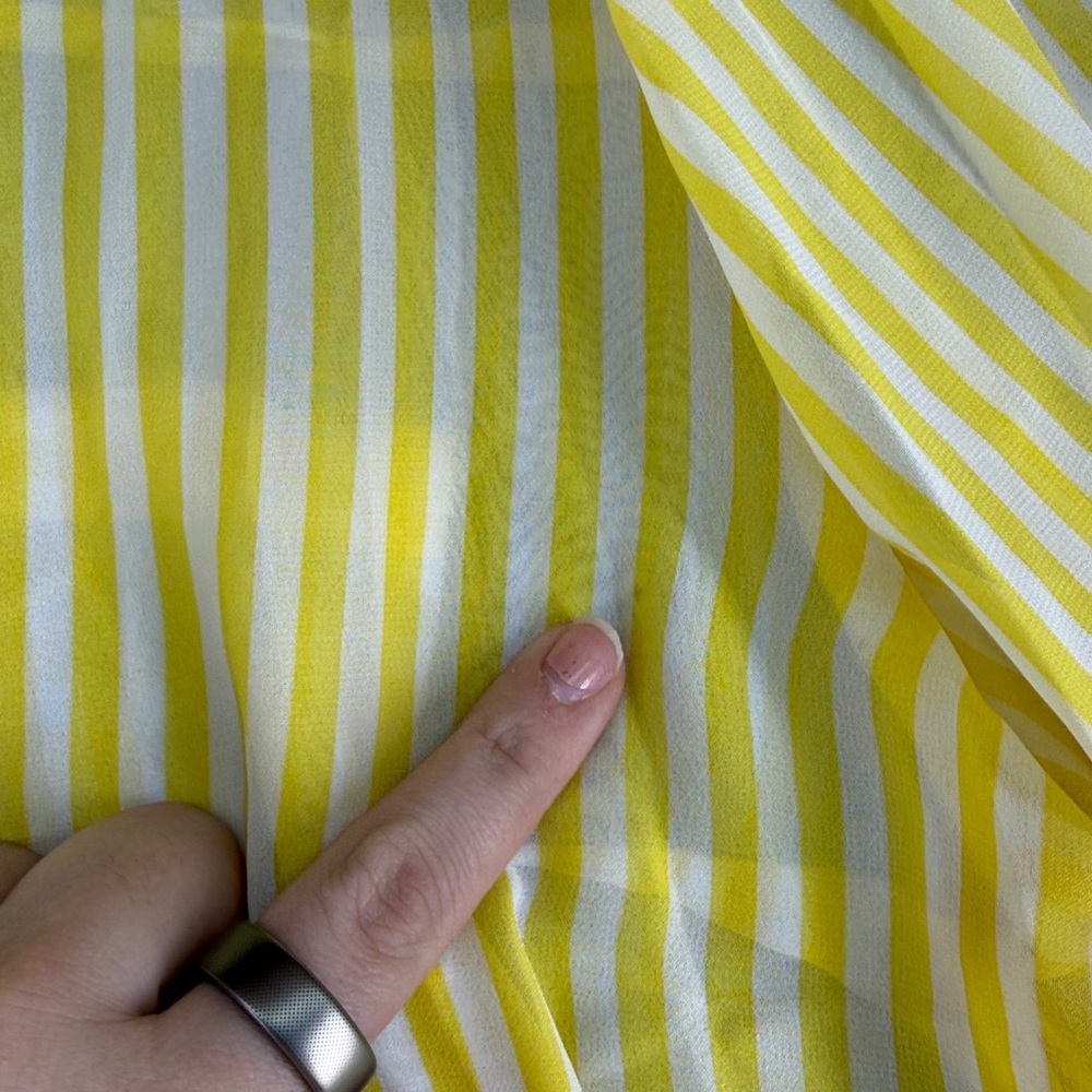 Torrid Long Sleeve Button Up Semi Sheer Yellow White Striped Top Women’s 1 1X - Picture 9 of 9
